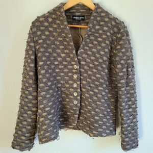 Vivian Shyu beige gray slashed knit‎ blazer